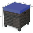thumbnail image 3 of LEIYY 2 Pieces Outdoor Patio Ottoman, All Weather Rattan Wicker Ottoman Seat, Patio Rattan Furniture, Outdoor Footstool Footrest Seat w/Removable Cushions,Mix Brown + Navy Blue, 3 of 10