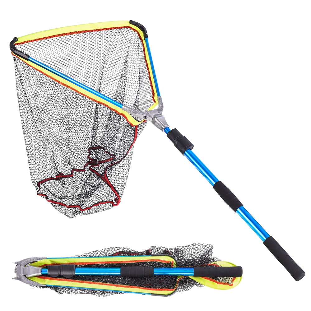 New Hot Folding Fishing Landing Net Fish Net  Extending Telescoping Pole Handle 