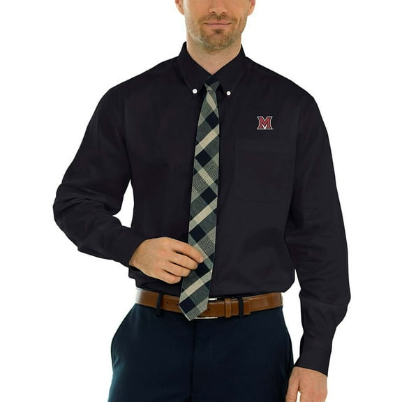 Men's Black Miami University RedHawks Wicked Woven Long Sleeve Button-Down Shirt