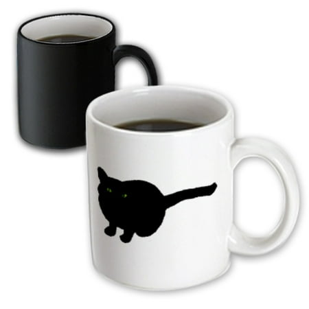 3dRose Painting of a Black Cat with Green Eyes for Halloween - Magic Transforming Mug, 11-ounce