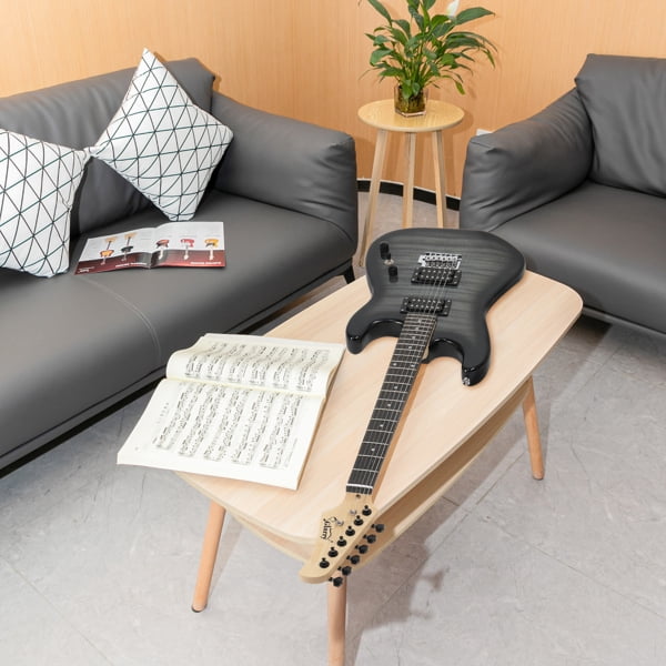 Stylish H-H Pickup Tiger Stripe Guitar Kit with 20W AMP Bag Guitar Strap Black
