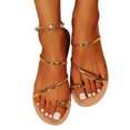 thumbnail image 4 of AXXD Gold Beach Sandals for Woman Flat Summer Ladies Open Toe Sandals Casual Sandals Mothers Day, 4 of 7