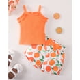 thumbnail image 2 of 6 Months Baby Girls Clothes 12 Months Girls 2PCS Summer Outfits Set Flower Print Infant Girls Sleeveless Top Shorts Set Orange, 2 of 7