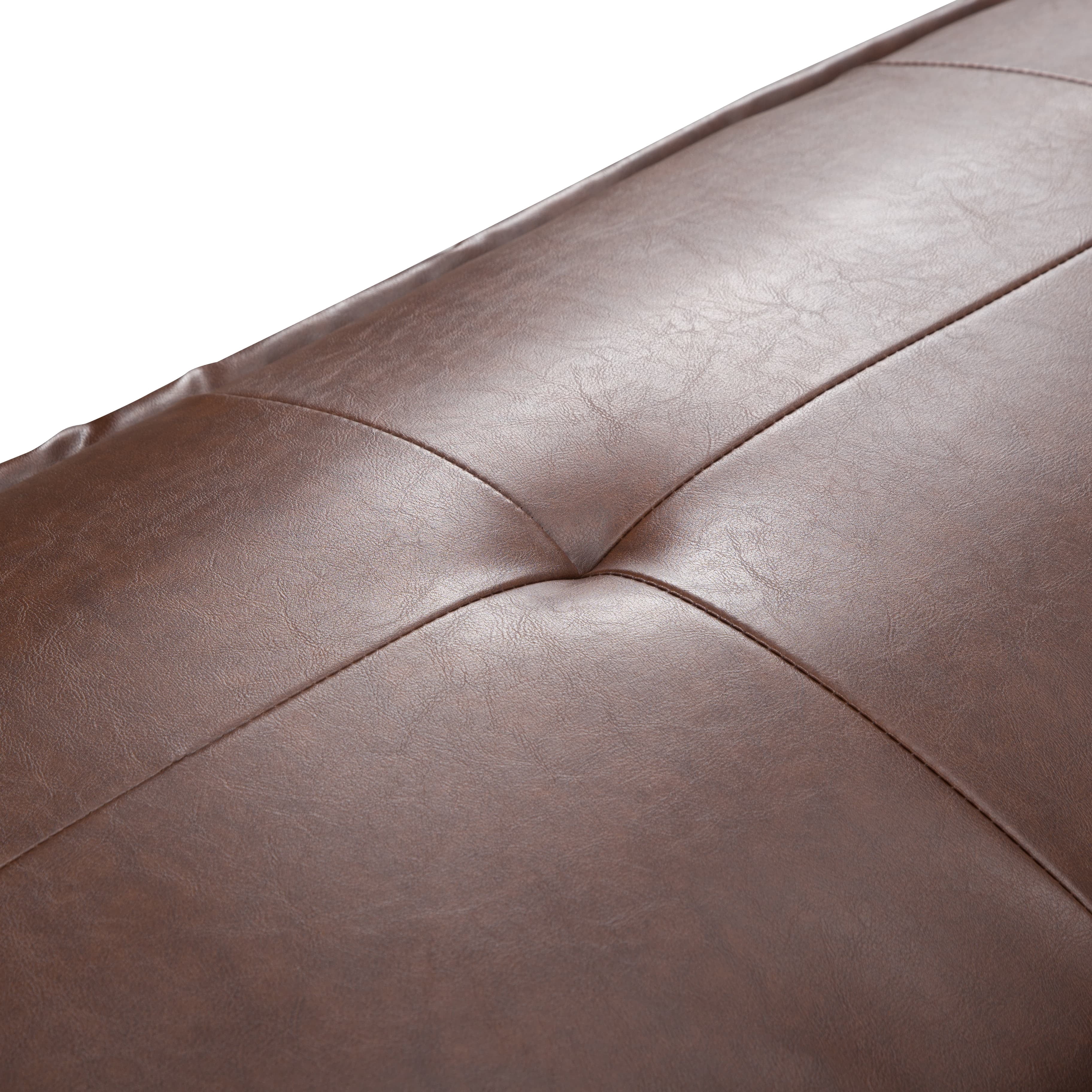 BSHTI 64.6” Futon Sofa Bed,PU Upholstery,Twin Size Convertible Sofa,With 5 Adjustable Positions,Perfect Meet your Different Needs-Brown