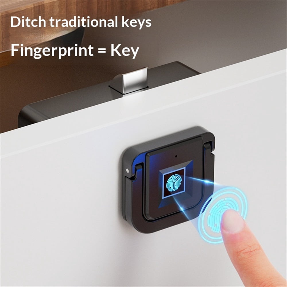 Fingerprint Cabinet Lock, Smart Biometric, Fit for Keyless Hidden File Drawer Wardrobe, Child Safety Electric Fingerprint Lock, DIY Wooden Furniture Privacy for Home Office