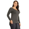 thumbnail image 3 of Lady's scoop Seamless Long Sleeve Top - Charcoal, Plus Size, 3 of 5
