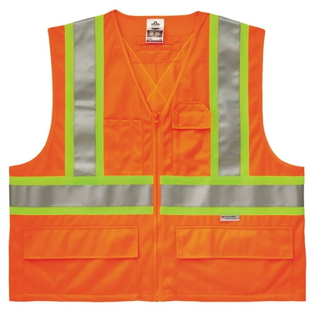 Ergodyne GloWearÂ® 8235ZX Type R Class 2 Two-Tone X-Back Vest, Orange, 2XL/3XL
