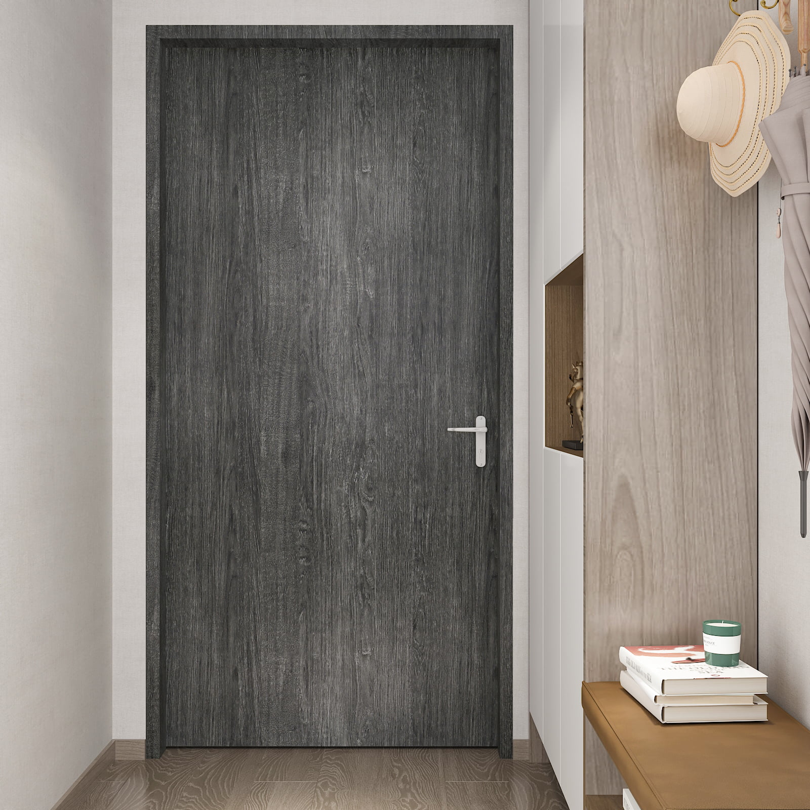 Hatoku 17.7 x 355 Grey Wood Contact Paper Wallpaper, PVC Self Adhesive Peel and Stick Wall Paper, Easy to Clean Decorative Wall Covering