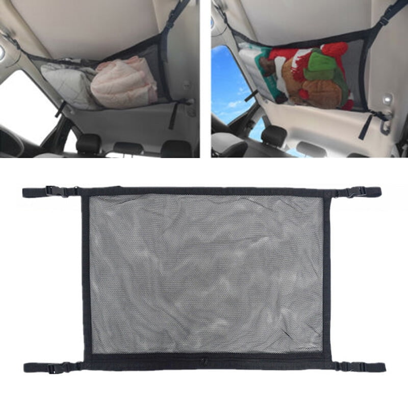 Chowcencen Car Ceiling Mesh Bag Storage Net Pouch Drawstring Organizer Netting for Vehicle Roof khaki