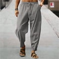 thumbnail image 2 of Rggeeun Mens Pants Fashion Casual Solid Color Breathable Pocket Elastic Pants Lightweight Yoga Trousers Fashion Loose Fit, 2 of 8