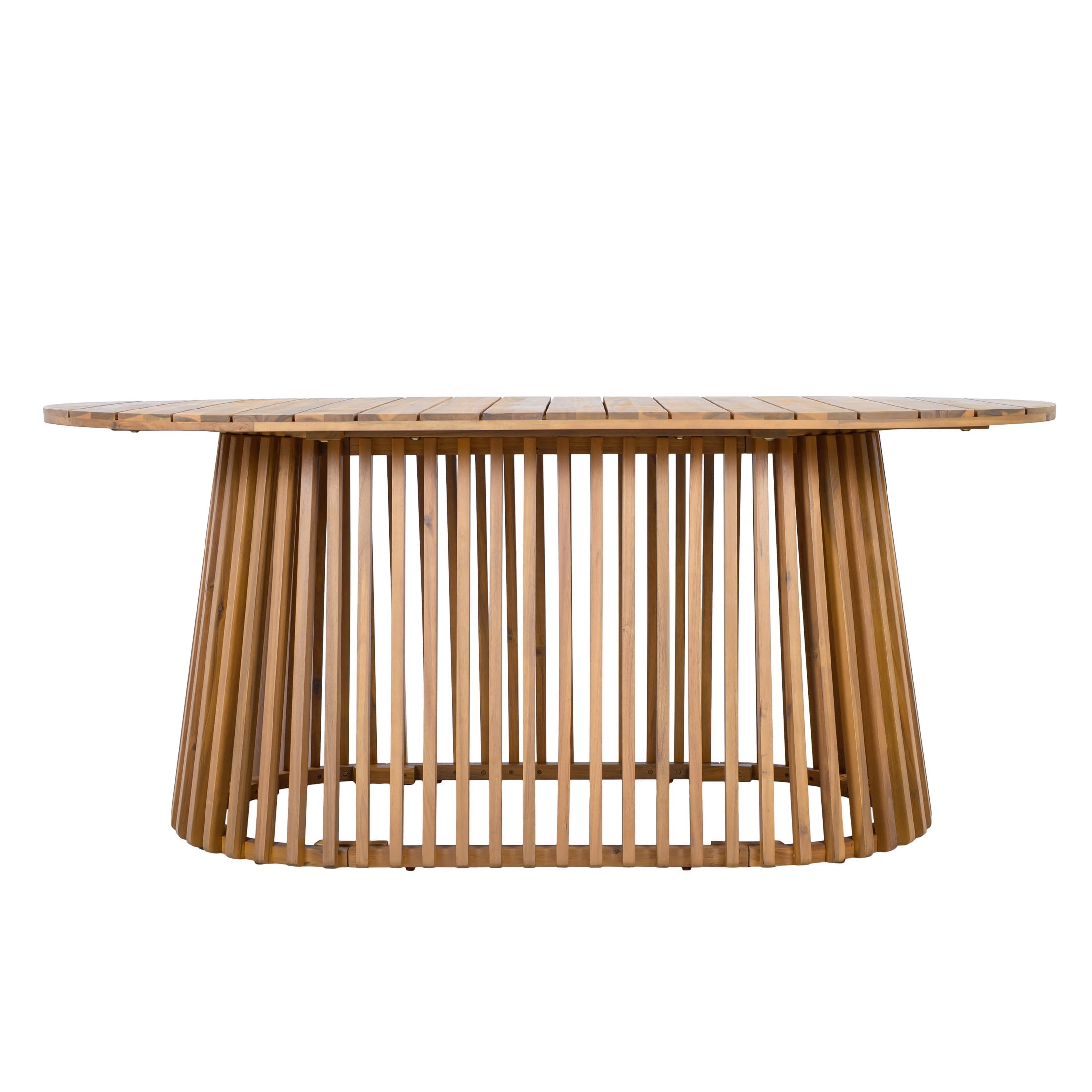 Christopher Knight Home Outdoor Oval Dining Table, Solid Acacia Wood Slatted Patio Table, Light Teak