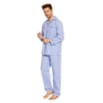 thumbnail image 5 of GLOBAL Mens 100% Cotton Pajamas Set Woven Drawstring Sleepwear Set with Top and Pants/Bottoms, 2-Piece Set, Size L, 5 of 5