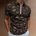 thumbnail image 2 of Brown Dog Paw Retro Style Men Zipper T-shirt Summer Casual Short Sleeve T-shirt Top, 2 of 7