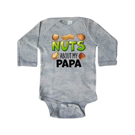 

Inktastic Nuts About My Papa Peanut Almond Pistachio Gift Baby Boy or Baby Girl Long Sleeve Bodysuit