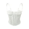 thumbnail image 5 of UAYOTSE Womens Overbust Corset Tie Front Lace-up Back Bustier Shapewear Top,White L, 5 of 7