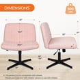 thumbnail image 2 of NEO CHAIR Criss Cross Chair No Wheels Armless&nbsp;Comfy Desk Chair Wide Vanity Makeup&nbsp;Cross Legged Office Adjustable Computer Task for Home Office Fabric (Pink), 2 of 7