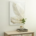 thumbnail image 3 of DecMode Gold Metal Leaf Relief Palm Tree Wall Decor with Cream Textured Backing, 3 of 14