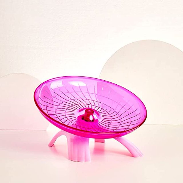 Rueda de ejercicio de plástico para animales pequeños, disco antideslizante de 18 cm para hámster, erizo, animales pequeños, rosa