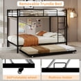thumbnail image 3 of Miniyam Metal Queen over Queen Bunk Bed with Trundle, Space Saving Bunk Bed Frame with Ladder and Guardrails for Dorm, Apartment, Black, 3 of 7
