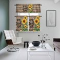 thumbnail image 5 of Farm Sunflower Kitchen Curtains Valances and Tiers Set of 3 Bee Home Sweet Home Retro Brown Wood Grain Tier Curtains and Valance with Rod Pocket for Small Windows, 27.5"x24", 5 of 9
