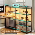 thumbnail image 5 of U Shaped Computer Desk with 3 Fabric Drawers and 5-tier Storage Shelves, Home Office Desk with LED Lights, 5 of 6