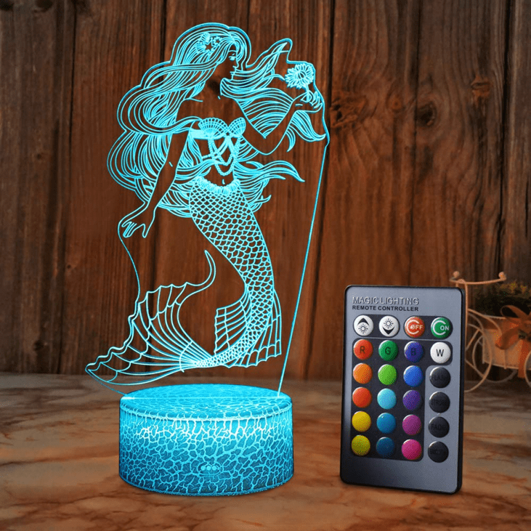 SMermaid 3D Illusion Lamp for Girl Mermaid Lamp Christmas Birthday