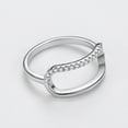 thumbnail image 4 of Sterling Silver Rectangular Ring, Personalized Temperament Wild Geometric Zircon Inlaid Ellipse Design, Affordable Luxury Style for Women, 4 of 9
