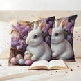 thumbnail image 3 of Easter Bunny Eggs Pillow Covers 2 Pack Spring Flowers Pillowcase Waterproof Outdoor Throw Pillow Cover for Patio Garden Square Cushion 18”x18”, 3 of 9