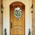 thumbnail image 4 of 19.7" Artificial Christmas Teardrop Swag, White Poinsettia Pine Needle Door Swag with Berries, Holiday Floral Hanging Wreath Accent for Front Door, Wall, Porch, Winter Garland Home Christmas Décor, 4 of 6