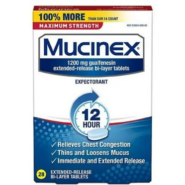 Mucinex Maximum Strength 12-Hour Chest Congestion Expectorant Tablets - 28ct (Pack of 14)