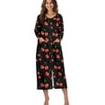 thumbnail image 4 of FOR U DESIGNS Cherry Print House Dresses for Women Comfortable Long Sleeve Night Shirts Soft Duster Lounger Robe with Pockets,Sleep Dress with Zipper, S, 4 of 8
