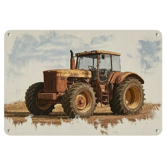 1pc Vintage Farmhouse Tractor Iron Sign - 12x8 Inches, Rustic Country Style Wall Decor for Home, Bedroom, Bar, Cafe, Office, Farmhouse Artsy Metal Plaque, Farm House Decor, Perfect for Room Decor