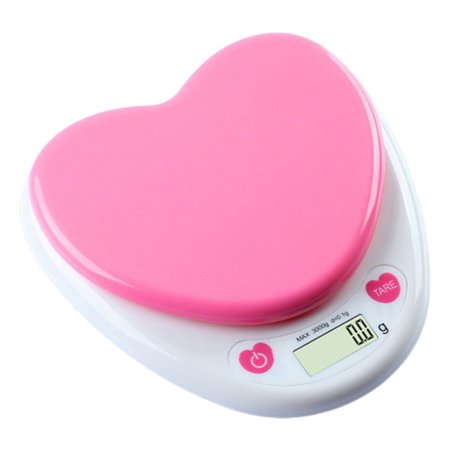 

Papaba 3kg/0.1g Digital Scale Easy to Use Nice-looking ABS Heart-shaped Kitchen Electronic Cooking Baking Scale for Home