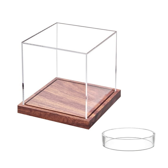lixuesong Baseball Display Case Acrylic Stand With Solid Wood Base Display Cubes Box for Single Ball Signatures Protecting