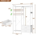 thumbnail image 2 of Aheaplus Clothes Rack - Reversible with 2 Drawers, Heavy Duty Garment Rack with Shelves, 6-Tier Freestanding Portable Wardrobe with Hanging Hooks, White, 2 of 7