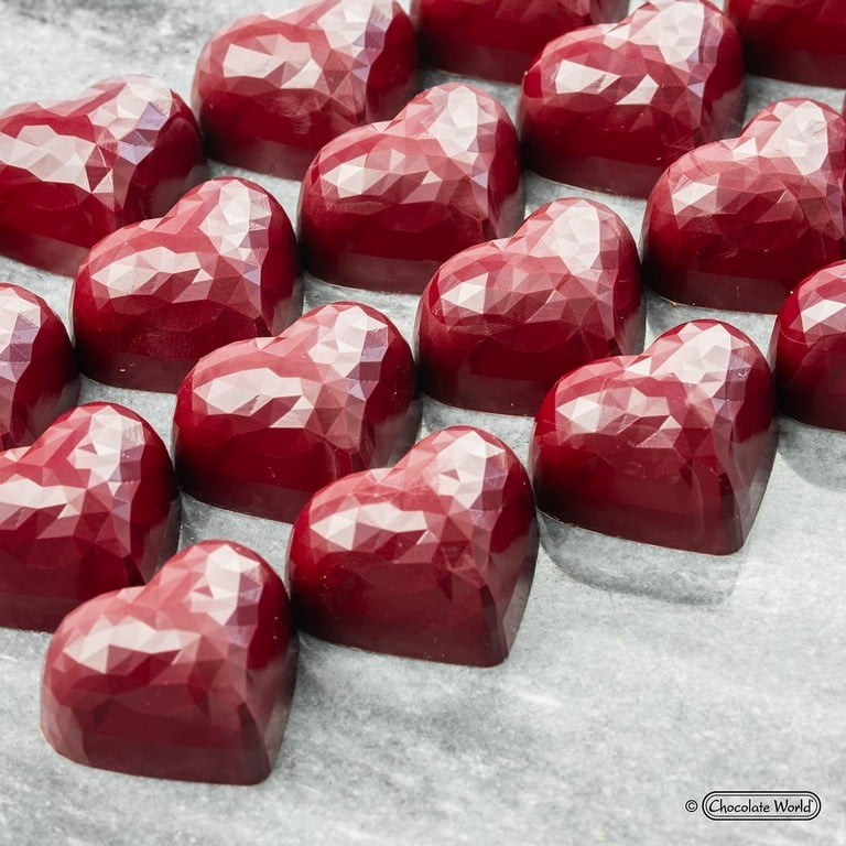 Chocolate World CW1913 Polycarbonate Origami Faceted Heart Chocolat