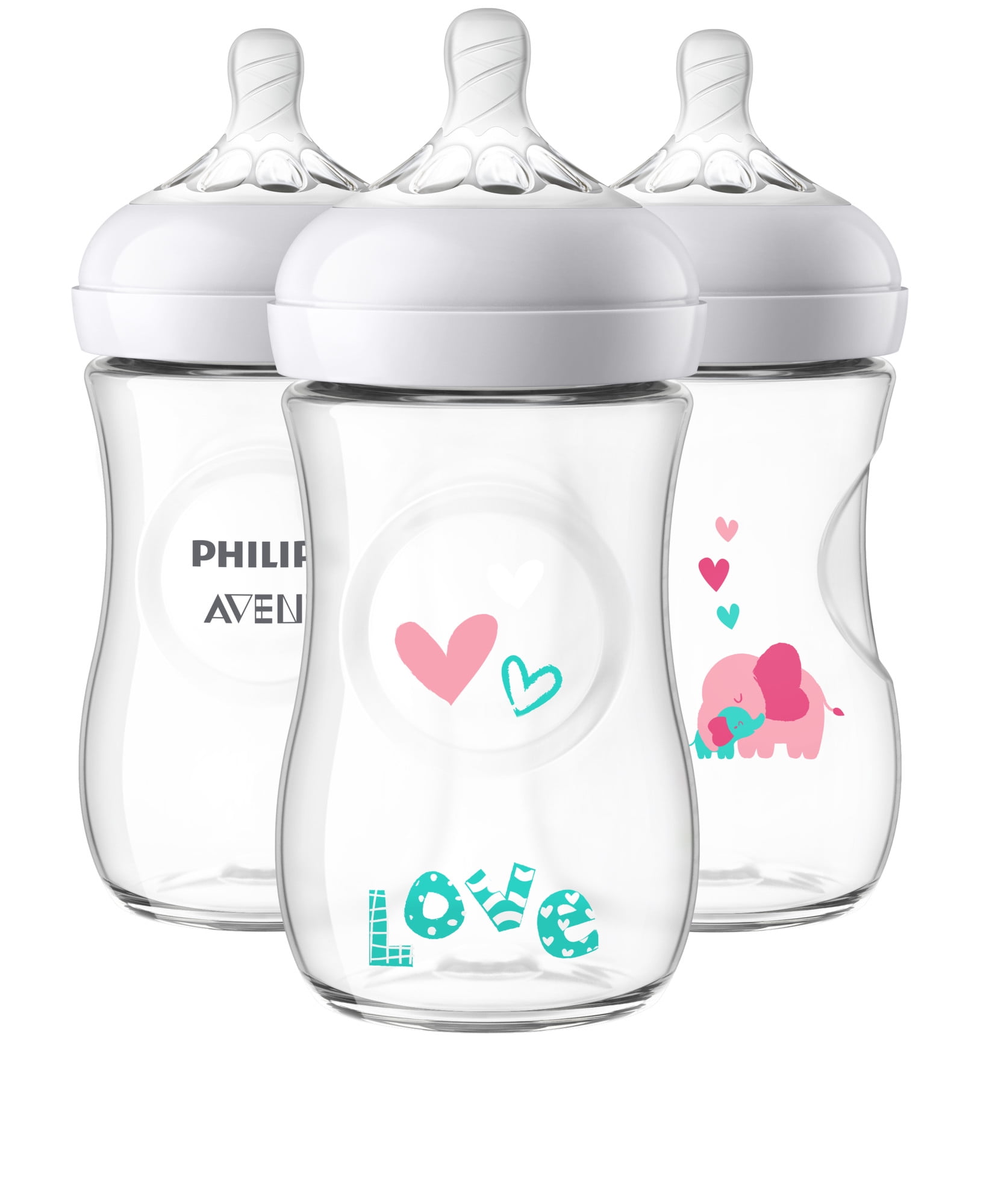 Philips Natural Baby Bottle with Elephant Design, 9oz, SCF669/33 - Walmart.com