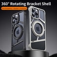 thumbnail image 2 of Case for iPhone 16 Pro Max Phone Case [Compatible with Magsafe],Frameless Metal with Ring Stand,360°Rotating Magnetic Kickstand Protective Cover,Slim Shockproof Anti-fall Thin Case,Titanium, 2 of 11