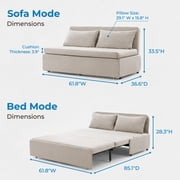 Mjkone Convertible Sofa Bed Queen Size,Linen Pull Out Sofa Bed with Cushions&Throw Pillows,Revesible Sleeper Couch for Apartment/Small Spaces,Beige