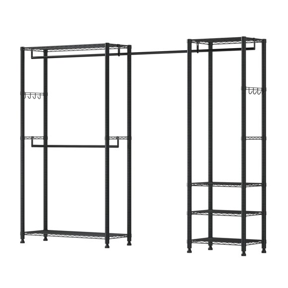 KFFKFF Clothing Garment Rack, Heavy Duty Clothes Rack, Freestanding Clothes Racks with Steel Frame, 800 lbs Load Capacity Closet Wardrobe with Storage Shelves