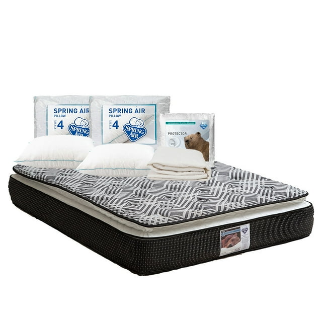 Colchón Queen Size Omega Spring Air + Protector de colchón + 2 Almohadas