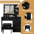 thumbnail image 4 of 2024 New Vanity Desk, Makeup Vanity Desk with Mirror & 9 LED Light Bulbs, Large Drawers and Three Level Storage & Tiers of Open Shelves for Bedroom, 4 of 7