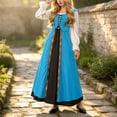 thumbnail image 5 of Ynynloco Renaissance Costume Women Halloween Medieval Pirate Full Skirt Dress 2 Pics Set, Pockets, Square Neck, Adjustable Lacing, for Ren Faire, Witch Outfit, Pirate Theme Parties, Hobbit Events, 5 of 7