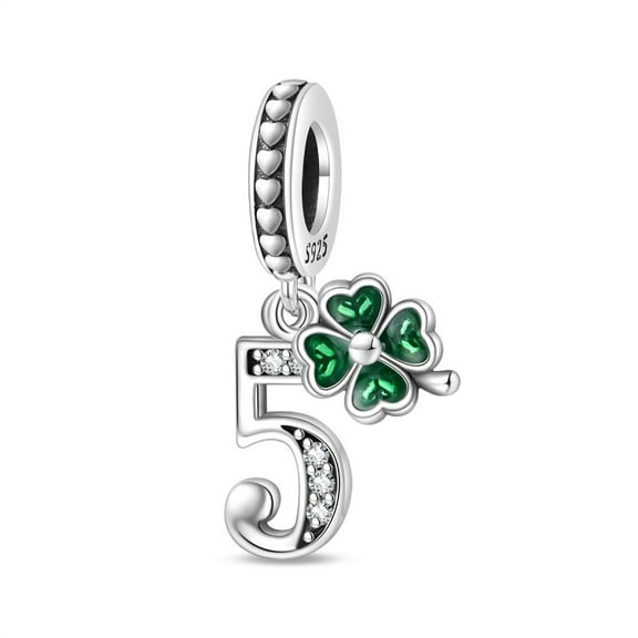 Lucky Number 5 Pendant Charm, Beaded Bracelet Charm, Fit for 3mm-4.5mm Bracelets