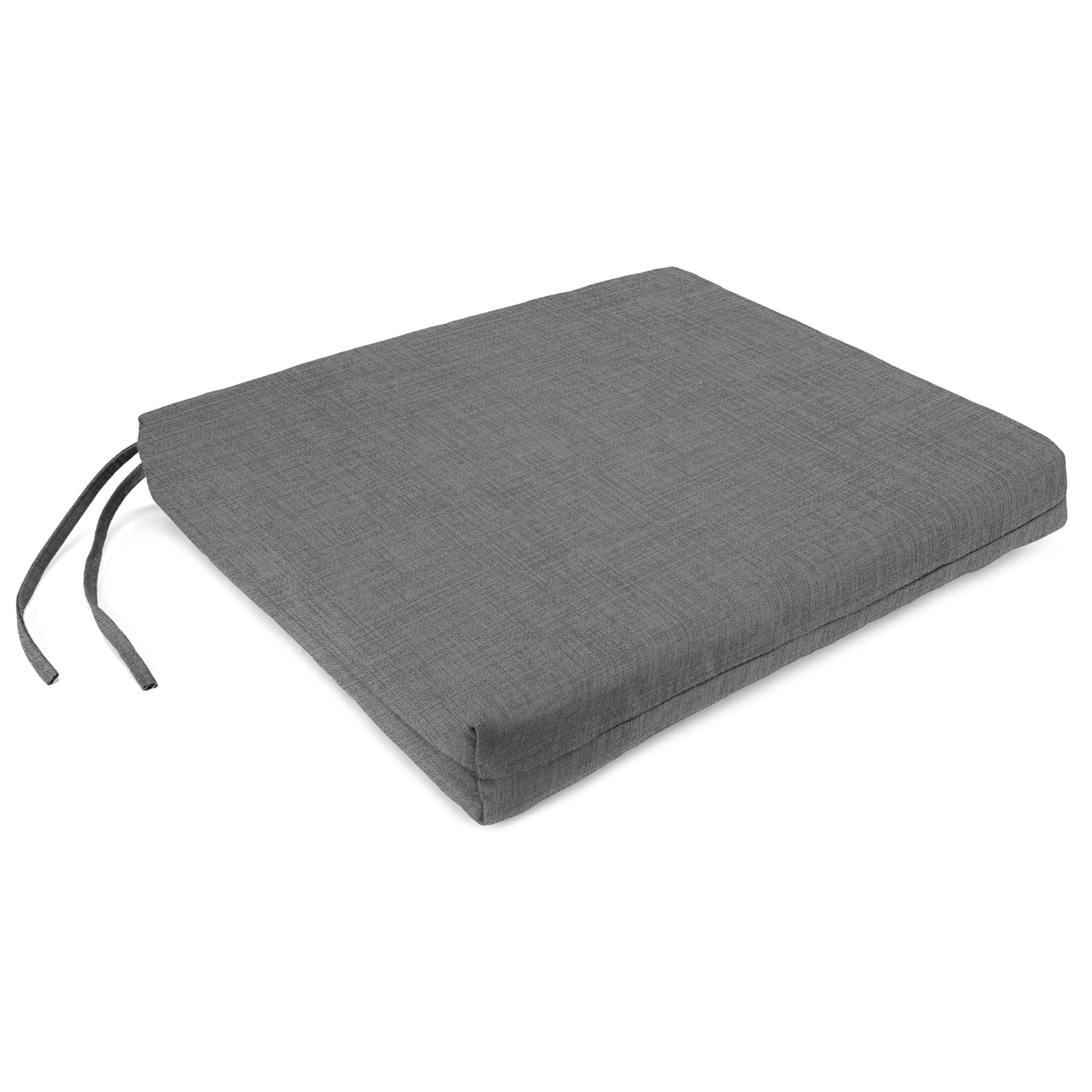Jordan Manufacturing 18" x 19" Zayne Volcanic Gray Solid Rectangular Outdoor Chair Pad Seat Cushion with Ties and Hanger Loop (2 Pack)