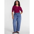thumbnail image 2 of Terra & Sky Women's Plus Ribbed Henley Sweater Top with Elbow Length Sleeves, Sizes 0X-5X, 2 of 6