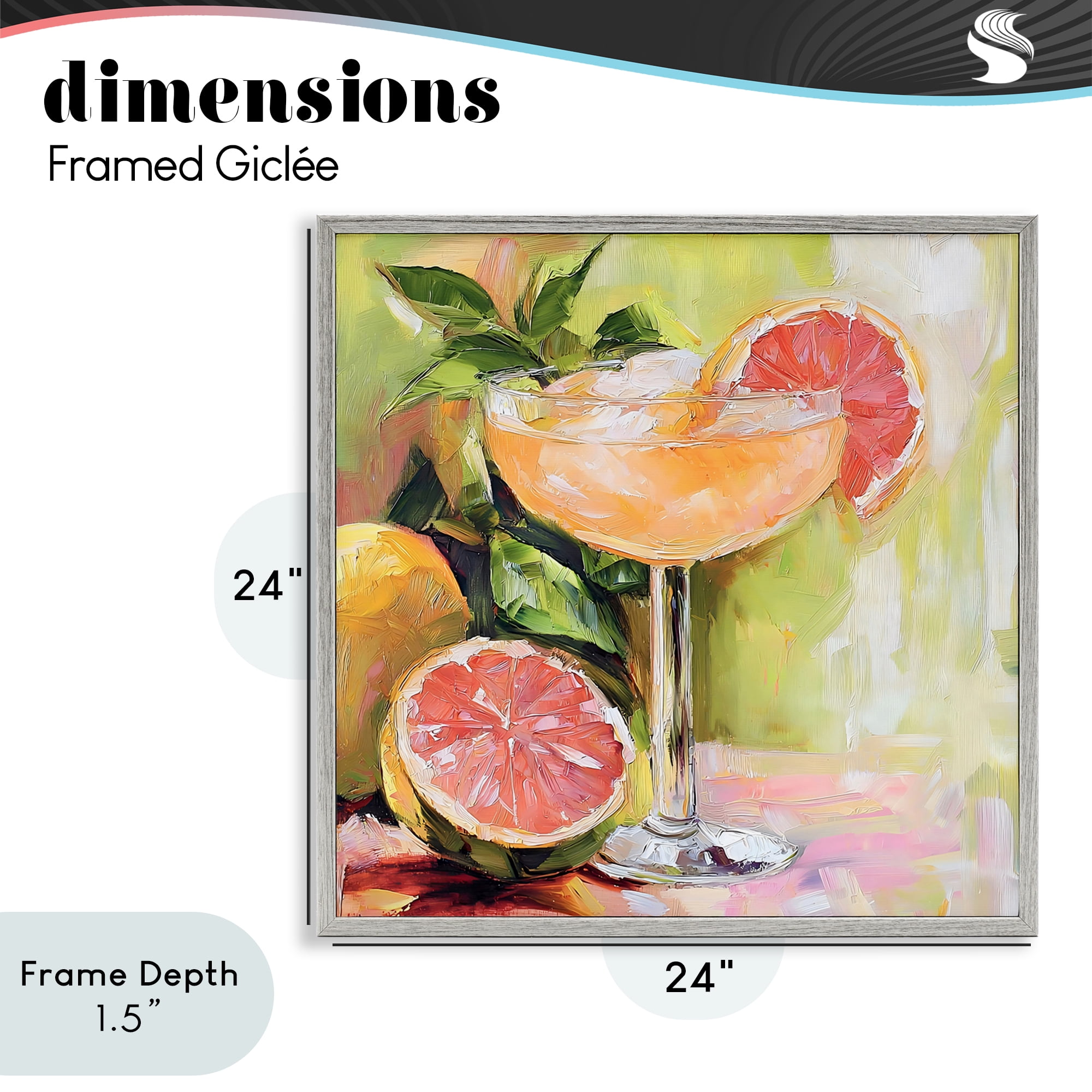 Stupell Industries Grapefruit Summer Cocktail Gray Framed Giclee Art, design by Riley B