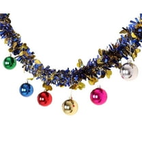 Hvmvliv Christmas Garland 66.93in Christmas Shiny Garlands Artificial Heart-Shaped Ribbons with Hanging Balls Colorful Xmas Fake Rattan Decorations for Home Blue