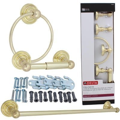 - DELTA 3pc POLISHED BRASS GREENWICH BATH ACCESSORY KIT