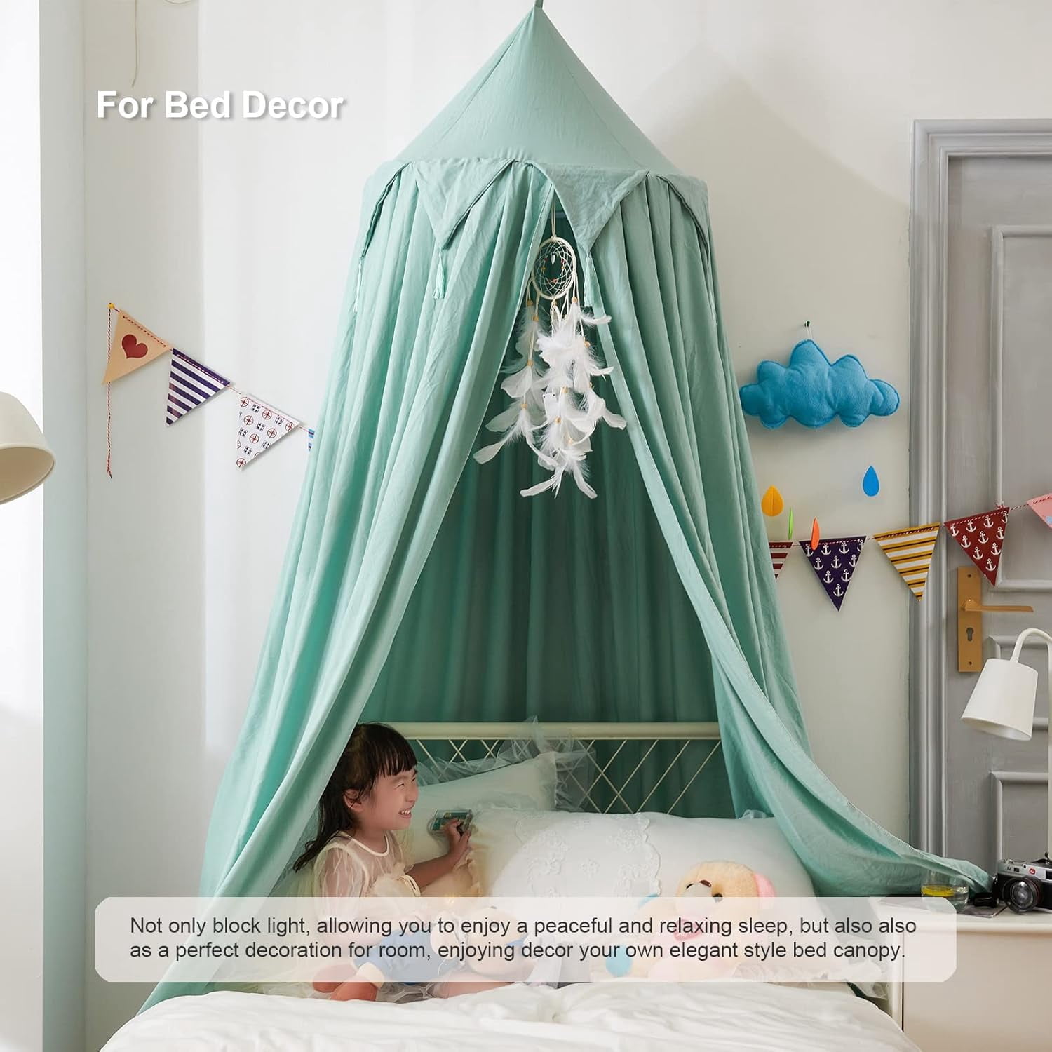 CAILDANL Bed Canopy for Kids, Girls Bed Curtain Bed Room Decor Hanging House Castle Reading Nook Dreamy Canopy(Brown Pink)